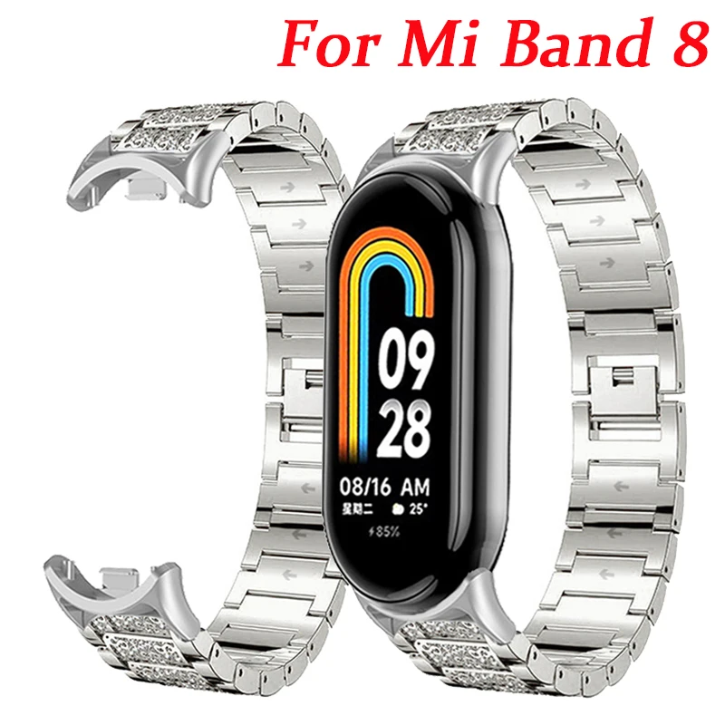 

For Mi Band 8 Diamond Strap Watch Accessories Metal Watchband For xiaomiband 8 Bracelet Correa For Xiaomi smart band 8 Wristband