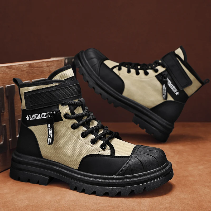 

Ботинки CYYTL мужские парусиновые, Тактические Военные боевые кожаные повседневные ковбойские ботинки челси на платформе, роскошная рабочая обувь, зима