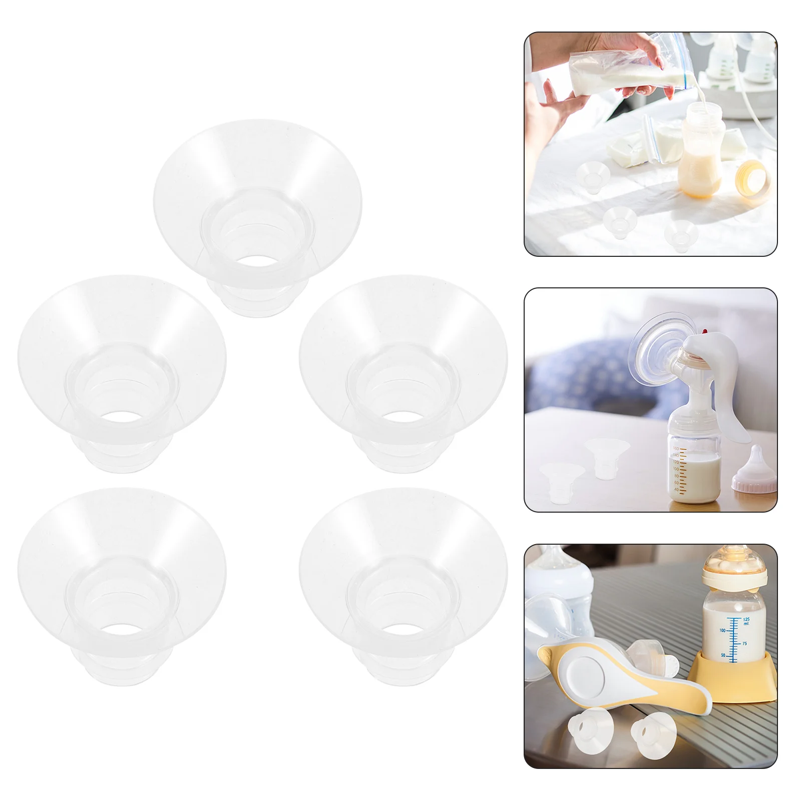 

5 Pcs Flange Inserts 17mm Silicone Wearable Breast Pump Replacement Parts 21mm Accessories