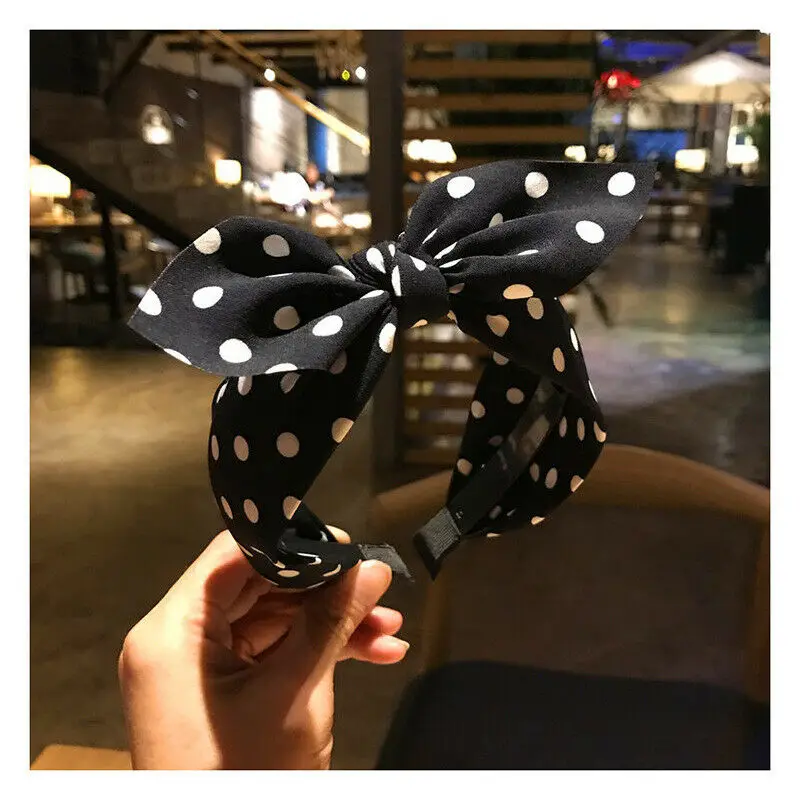 

Женская повязка на голову в горошек, с бантом