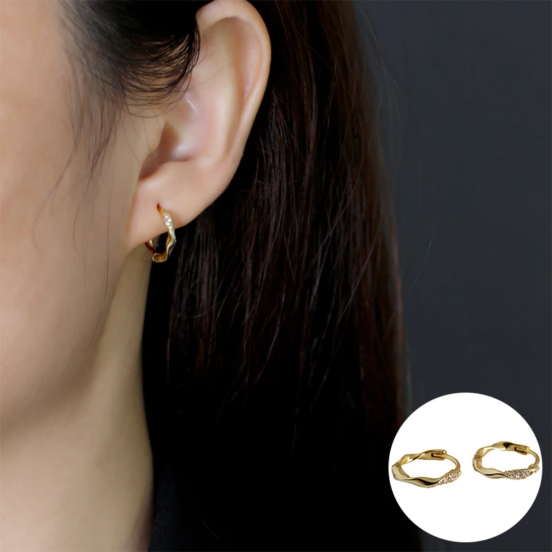 

100% 925 Sterling Silver Zircon Geometric Earring for Women Girl Simple Round Irregular Design Jewelry Party Gift Dropshipping