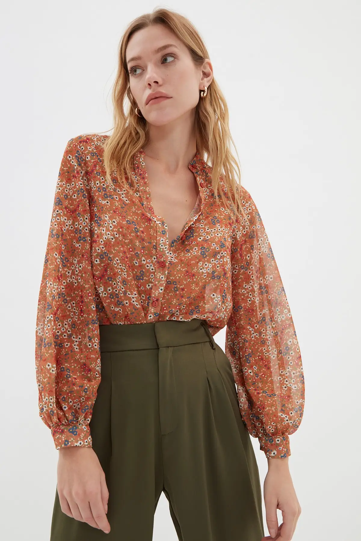 

Camel Floral Shirt