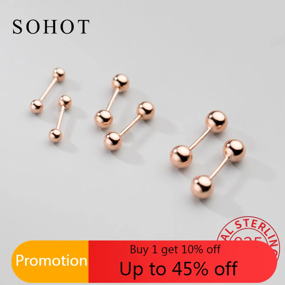 

Fashion Real 925 Sterling Silver Screw Bead Screw Stud Earrings For Women Party Classic Fine Jewelry Minimalist Accessories