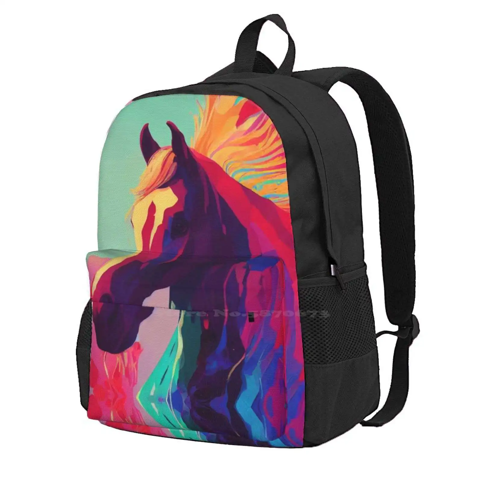 

Acrylic Beauty Horse Portrait Illustration Hot Sale Backpack Fashion Bags Colt Wild Animals Farm Colorful Portrait Nature Mane