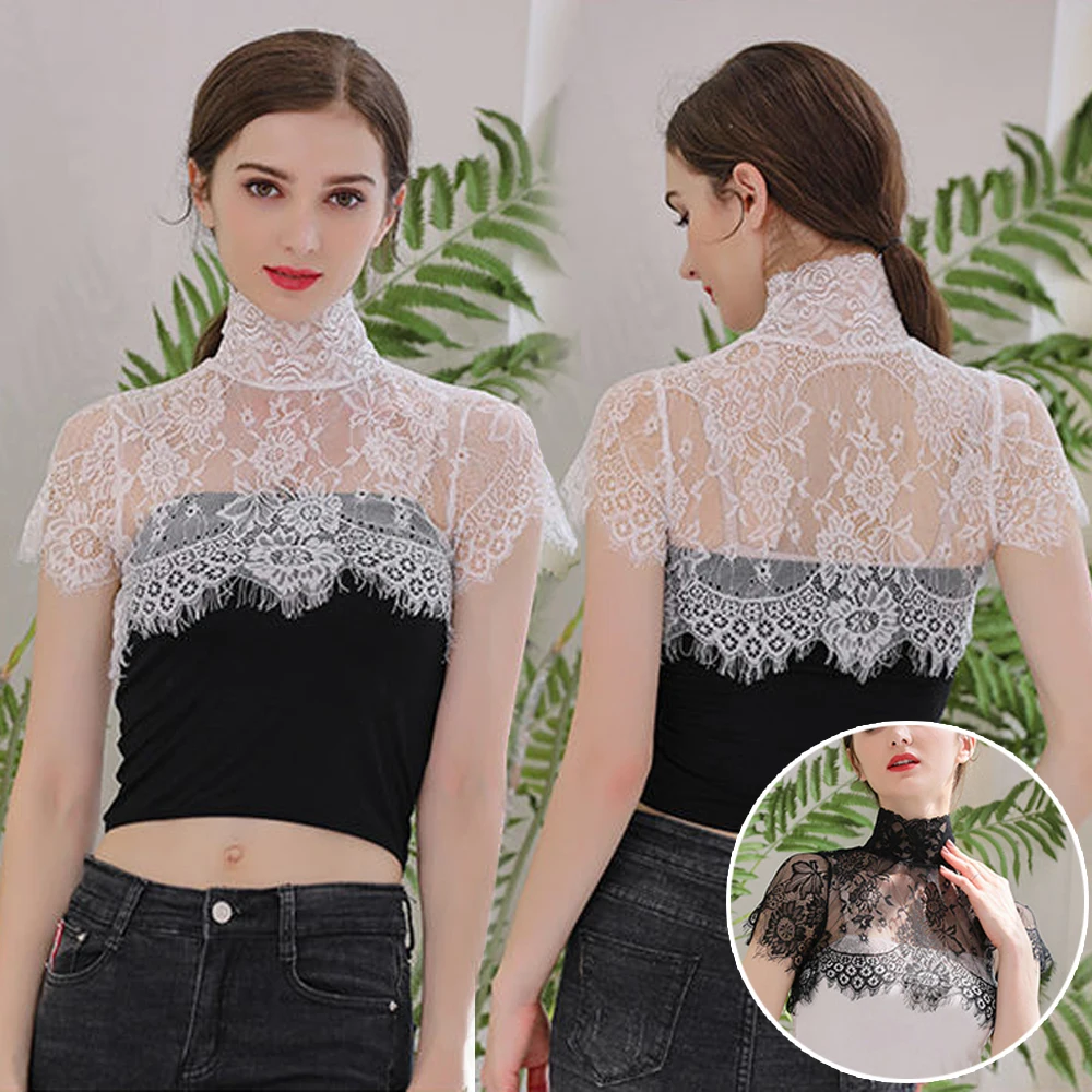 

Женская Классическая кружевная блузка-полурукав с цветочным кружевом