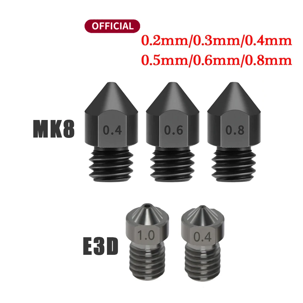 

Запчасти для 3D принтера Reprap 1/2 шт. MK8 E3D сопло из закаленной стали 1,75 мм 0,2/0,3/0,4/0,5/0,6/0,8 мм для 3D принтера Ender 3 PRO CR10