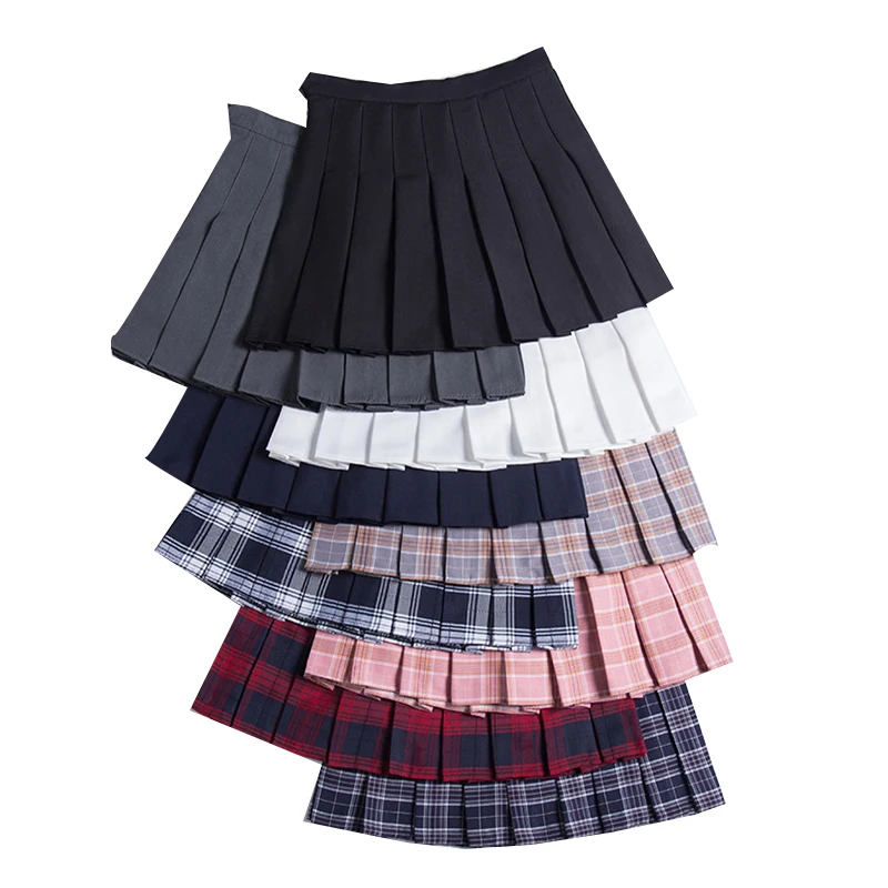 

Korean Fashion Summer Y2k Pleated Women Skirt Black High Waist Without Short Pant Inside Sexy Over Knee A-Line Plaid Mini Skirts
