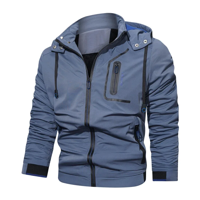 

2022new fashion hooded men's spring and autumn casual men's hooded zipper jacket plus fleece men's jacket
