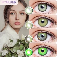 2pcs green contact lenses with diopters graduated beautiful pupil prescription correct myopia hydrophilic cosmetics accessories