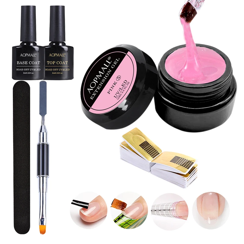 AOPMALL® Builder Nail Gels Kit For Nails Extenison Hard Gel Set With Base Top Coat Art Manicure for DIY At Home |