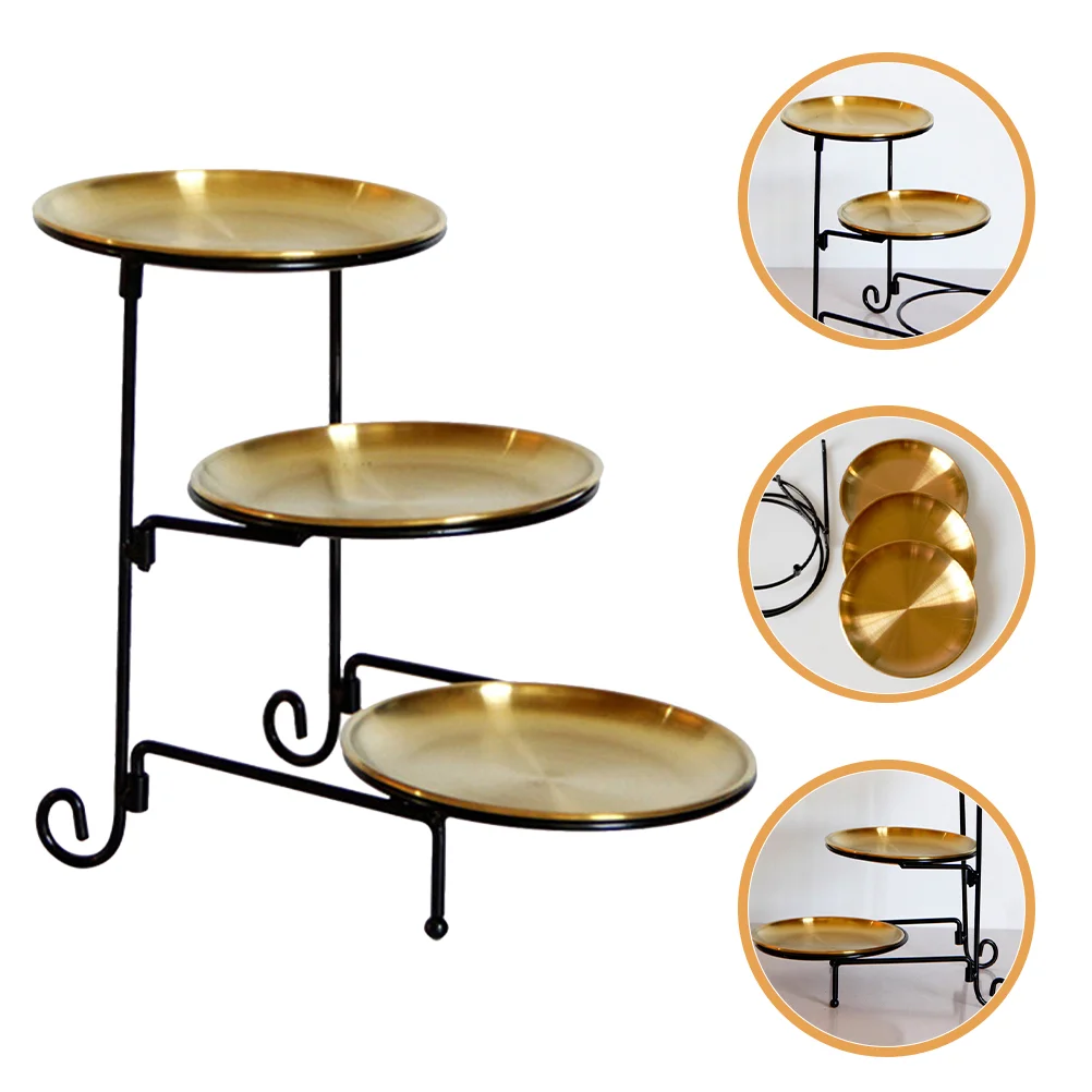 

Metal Dish Tray Dresser Creative Serving Tray Trays Coffee Table Three Tier Fruit Bowl Dessert Plate Decorative Tray