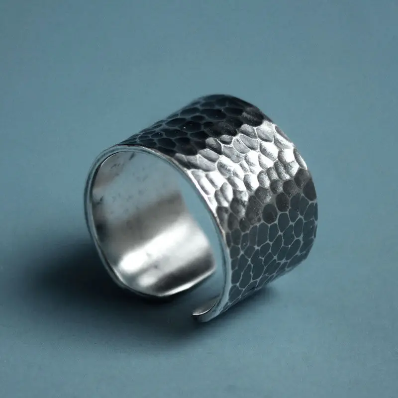 Синее Оригинальное кольцо ручной работы из стерлингового серебра S925 с кованой