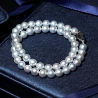 elegant high end 188 9mm south sea genuine gray round natural pearl necklace free shipping jewelry necklace