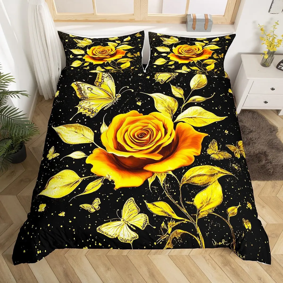 Комплект постельного белья с цветком розы Twin King, Galaxy Moon Rose, пододеяльник для декора комнаты для мальчиков и девочек, пододеяльник с цветочным принтом на День святого Валентина (art.: 3920cbb98658e) - 3920cbb98658e