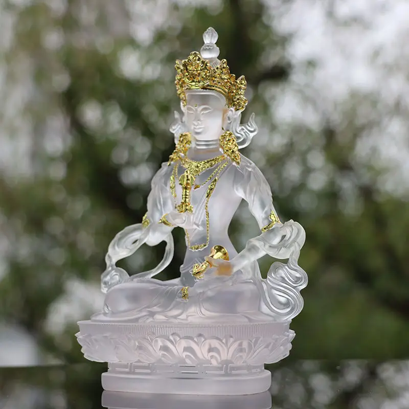 

Vajra's Green Tara God of Wealth Longgevity Buddha God of Treasure Worship Home Resin Decorations Transparent Lucky Feng Shui