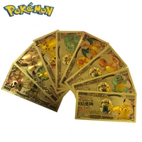 pokemon letters metal cards pok%c3%a9mon commemorative gold collection coins money pikachu playing game card children kids toy gift
