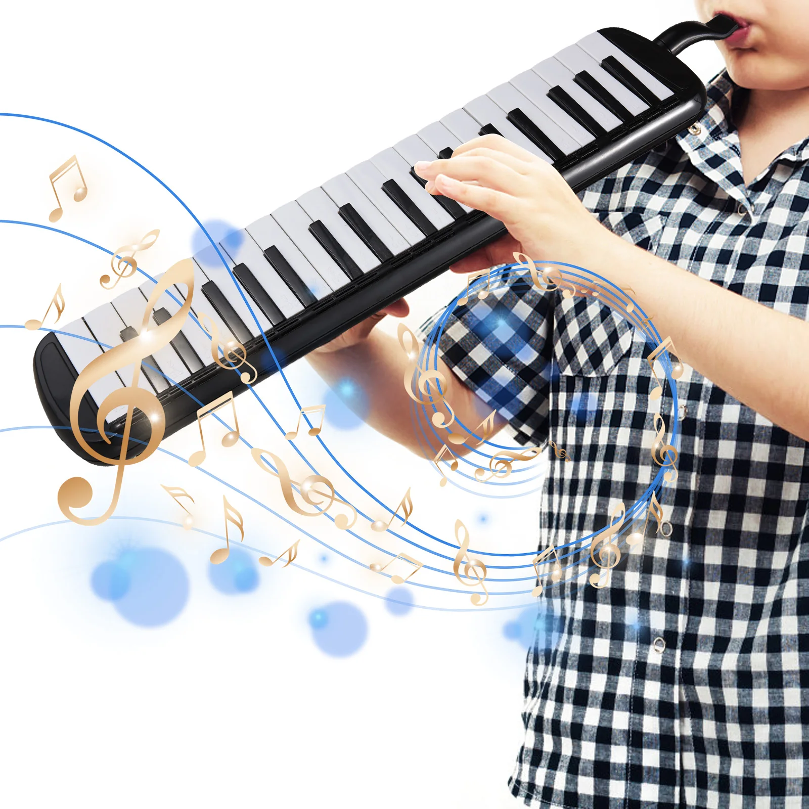 

37 Keys Melodica Instrument Melodica Air Piano Keyboard with 2 Soft Blow Pipe 2 Blowing Nozzles