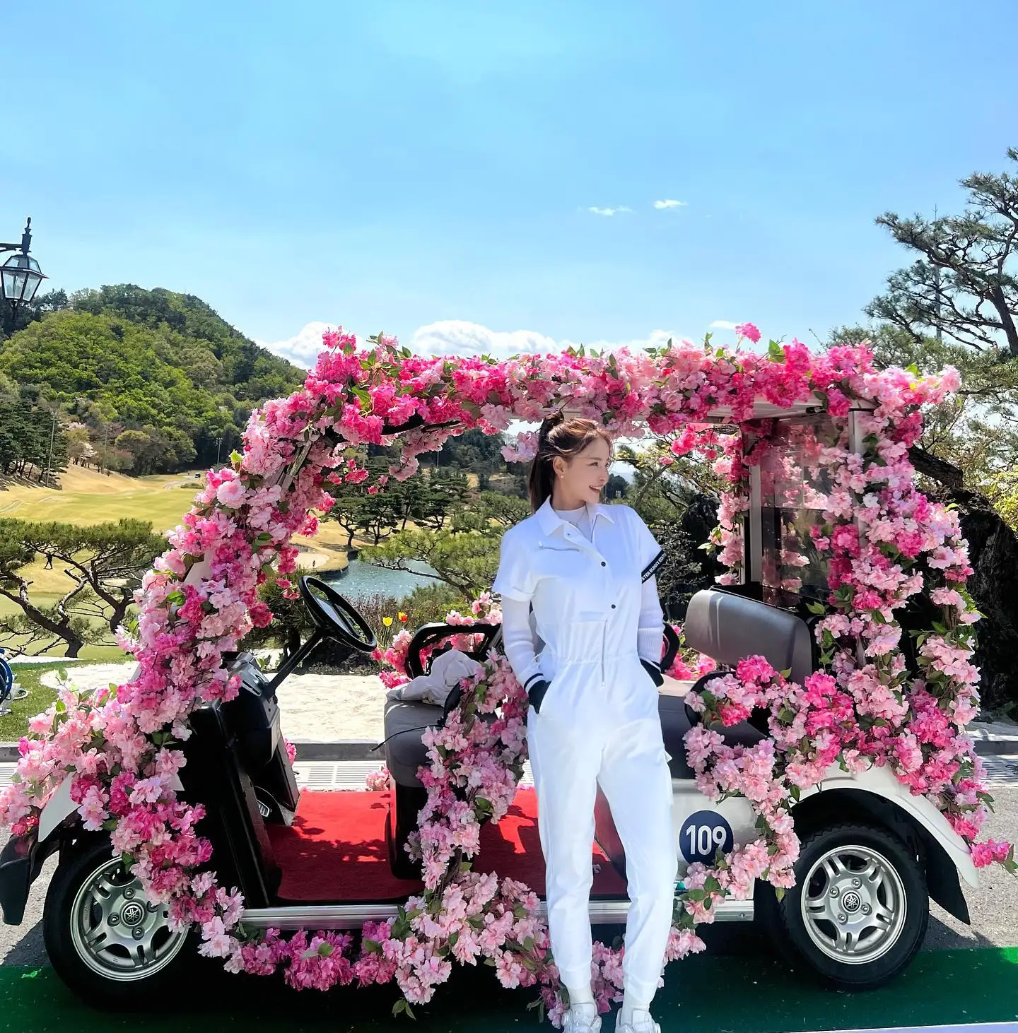 23 New spring summer golf one piece for women long sleeves zippered long pants adjustable waist fashion golf wear golf apparel