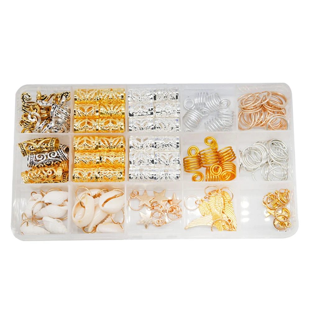

160pcs/set Clips Rings Styling Women Girls For Braids Hair Jewelry Coils With Storage Box Gift Spool Dreadlocks Accessories