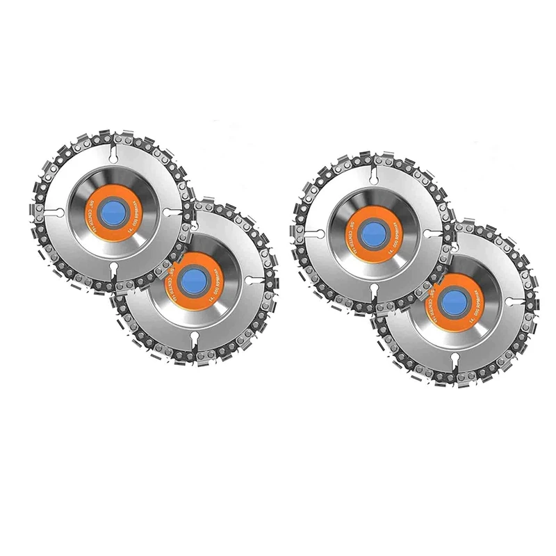 

4Pcs 4-Inch Angle Grinder With Chain Disk Wood Slotting Saw Blade Woodworking Cutting Blade Cutting Chain Disk