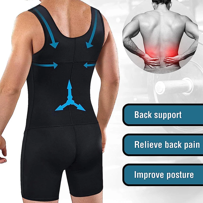 Premium Compression Shapewear for Men Slimming Bodysuit Waist Trainer Butt Lifter Thigh Trimmer Underwear Full Body Shaper Belt