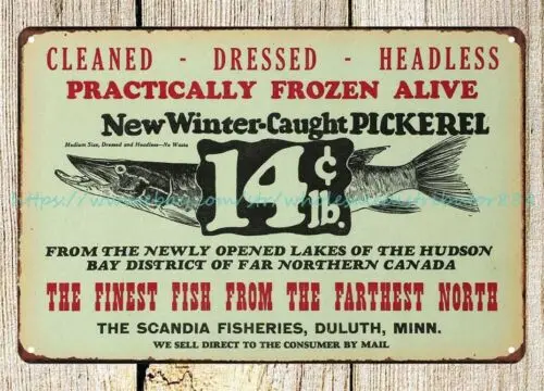 Винтажный металлический настенный декор SCANDIA FISHERIES металлическая жестяная