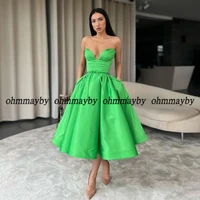 a line green corset prom gowns elegant party dress with sashes sleeveless evening dresses 2022 new summer tea length vestidos