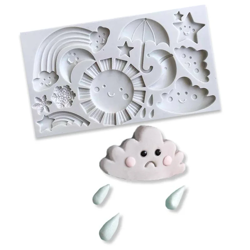 

Cute Rainbow Rain Umbrella Silicone Mold Fondant Cake Lace Decorating Moulds Sugarcraft Chocolate Baking Tools Kitchenware Mould
