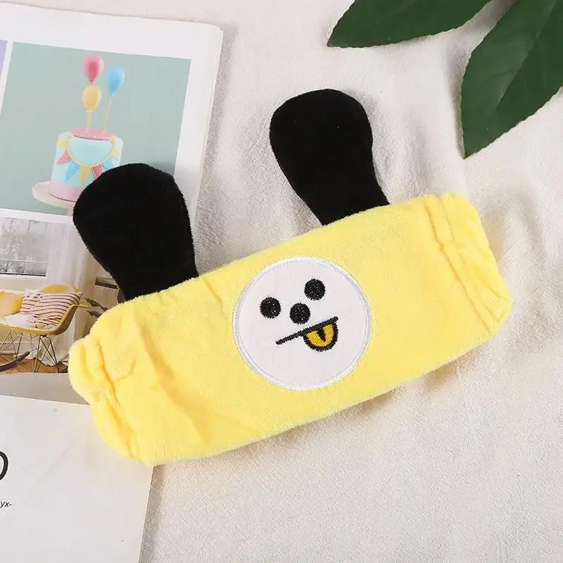 Фото Kawaii BT21 повязка на голову для мытья лица, милая детская повязка на голову для девочек, плюшевая повязка на голову для макияжа, мягкая теплая повязка на голову с героями мультфильмов для пары, подарок для девочек №3
