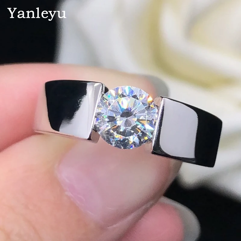 

Yanleyu Solitaire Lovers Promise Ring Original Silver Color CZ Stone Perfect Party Wedding Band Rings For Women Men Jewelry