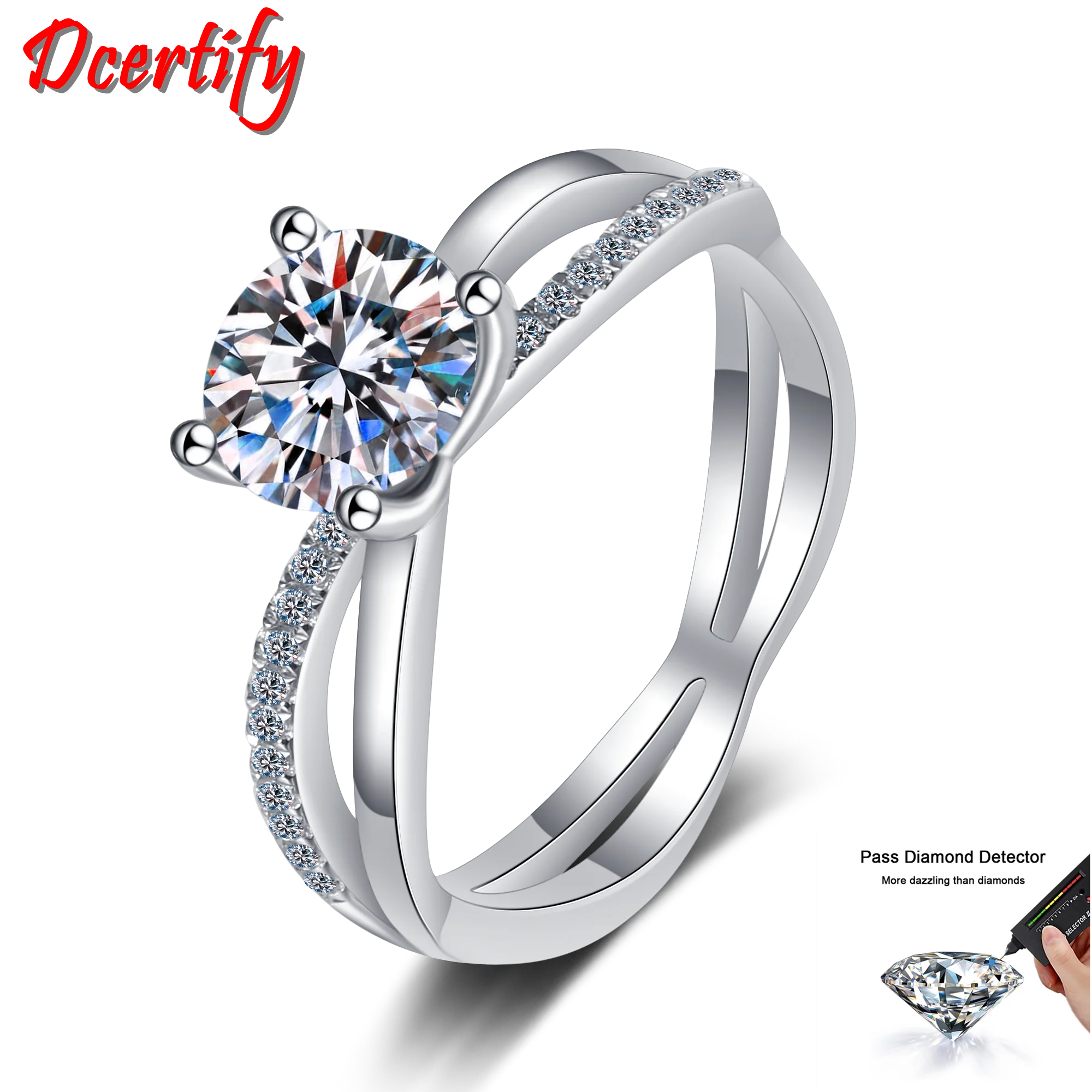 

Luxury 1CT D Moissanite Gemstone Rings for Women 925 Sterling Silver Solitaire Love Promise Proposal Wedding Engagement Jewelry