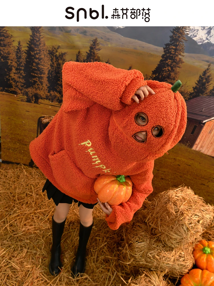 Флисовый свитер с тыквой на Хэллоуин овечья шерсть племя Мори оригинальный