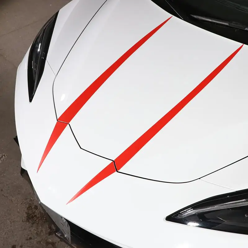 

For Chevrolet Corvette C8 Stingray Z51 Z06 2020-2023 PVC Car Front Engine Hood Trim Stickers Pull flower film Car Accessories