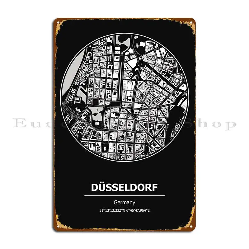 

Карта Дюссельдорф, Германия, металлические знаки, забавная печать, создание ржавой стены, фреска, жестяной знак, плакат