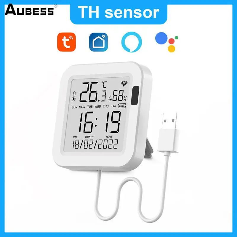 

Tuya Temperature And Humidity Smart Sensor With Backlight For Smart Home Var WiFi SmartLife Work With Alexa Google Assistant