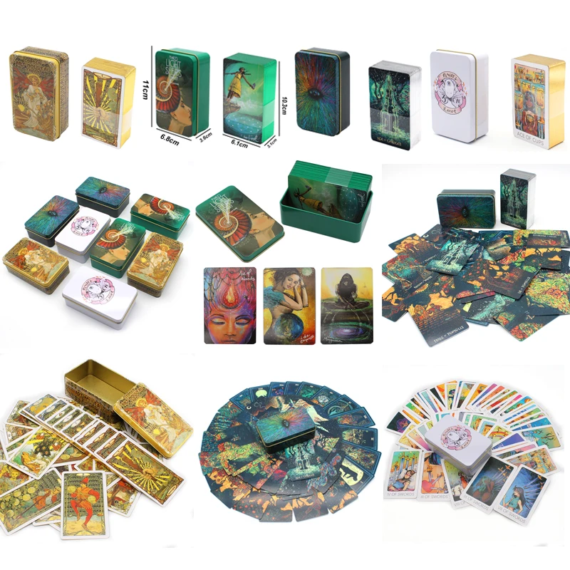 

Golden Art Nouveau Tarot 78Pcs Deck Cards With Guidebook Cards Divination Book Sets For Beginners Classic Art Nouveau Style Game
