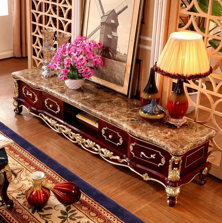 Шкаф для телевизора из красного сандалового дерева император мраморный