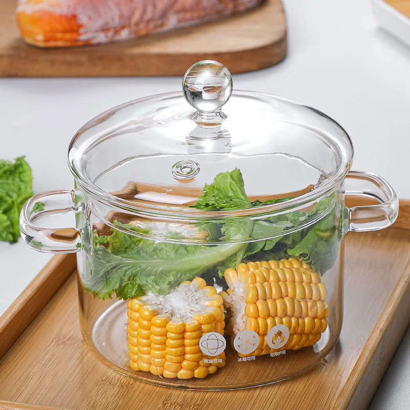 

High Borosilicate Glass Cooking Pot Clear Soup Pot Milk Vegatable Noodles Pot Household Kitchenware