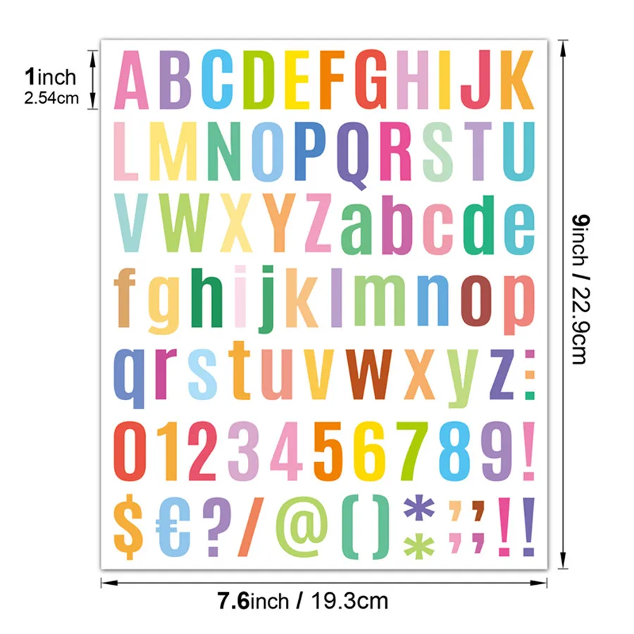 

2/8/12 Sheets Alphabet Stickers Colored waterproof Letter Stickers Vinyl Self-Adhesive Sticker 1inch Numbers Alphabets Stickers