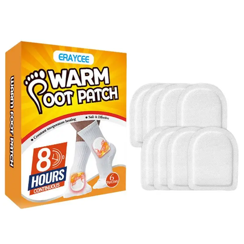 

6 Pcs Self-Heating Body Foot Warmer Sticker Winter Disposable Heating Paste Indoor Outdoot Adhesive Heating Paste Heat Pads