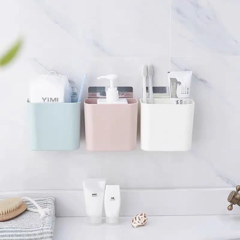 

3PCS Wall-mounted toothbrush toothpaste box toilet cosmetics receive ideas from punching household bathroom shelf