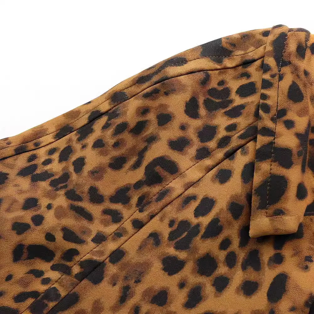 Тренчкот женский с леопардовым принтом модная винтажная однобортная длинная