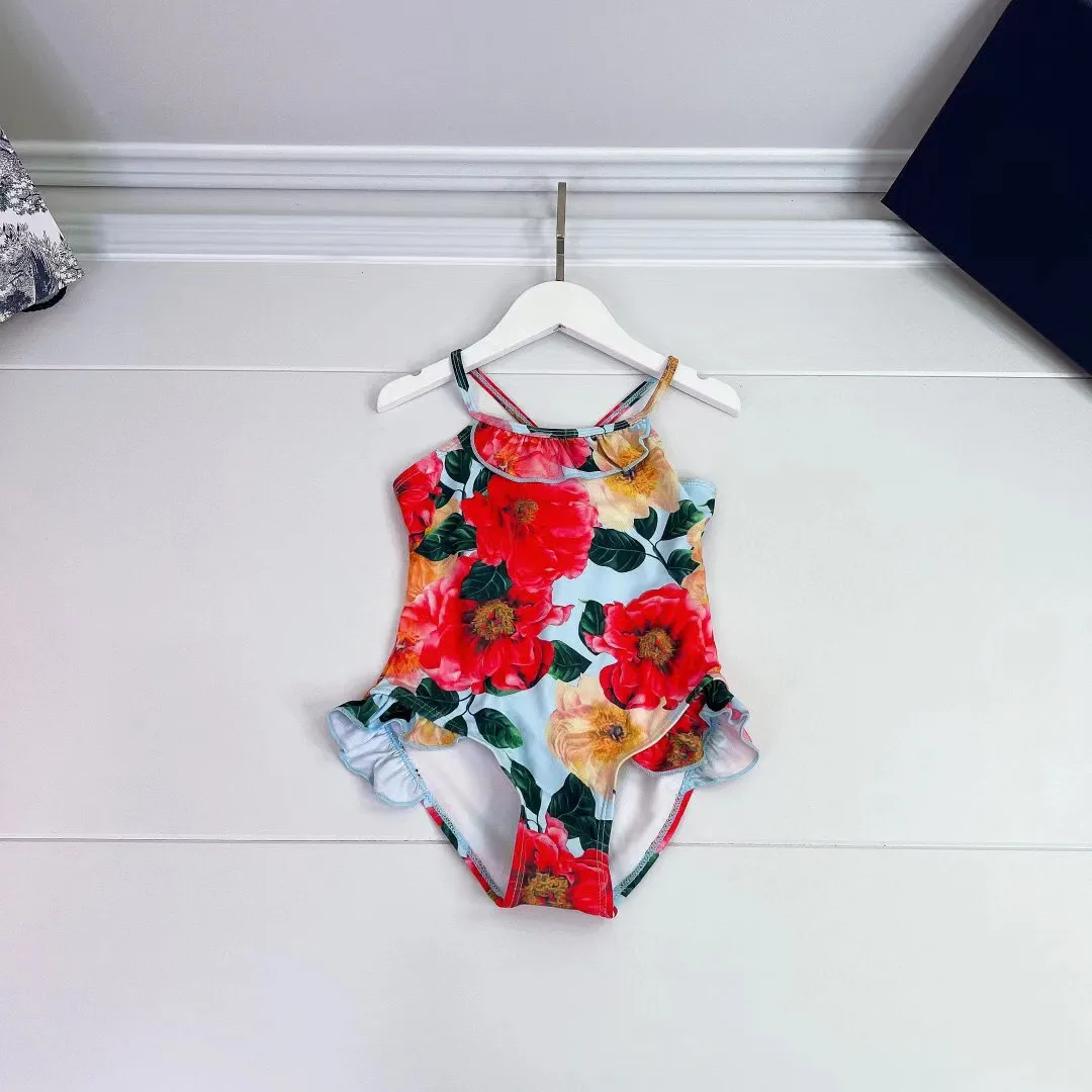 

2023 new summer children's printed one-piece girl's swimsuit
