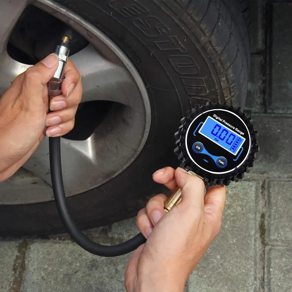 

High Accuracy 0-200 PSI Digital Tyre Tire Air Pressure Gauge LCD Manometer Pressure Gauge With LED Light Car Truck Motorcycle