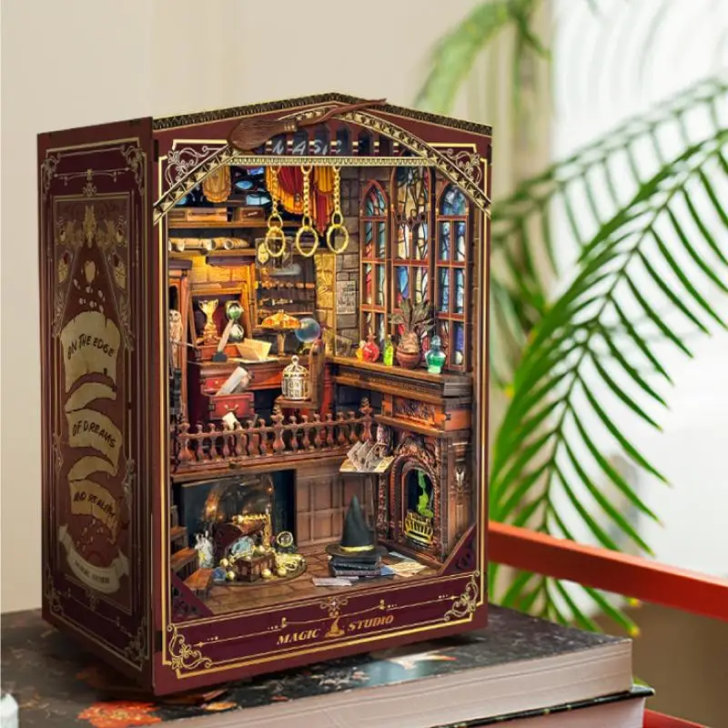 Фото DIY книжный уголок, наборы вставок для полки, волшебная студийная книжная полка, деревянная миниатюрная модель, комплект, подставка для книг ручной работы для друзей, подарки на день рождения №4