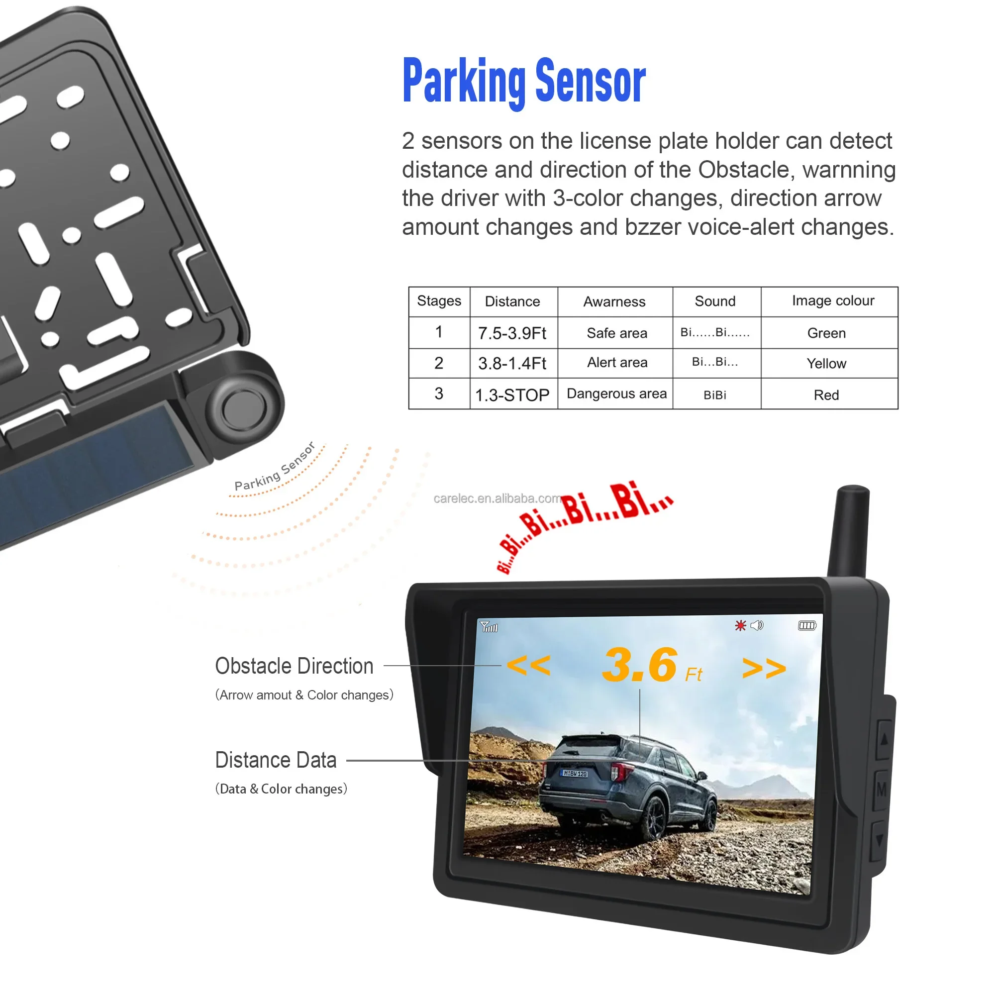 Sunway 5-дюймовый IPS HD автомобильный монитор Солнечная беспроводная автомобильная