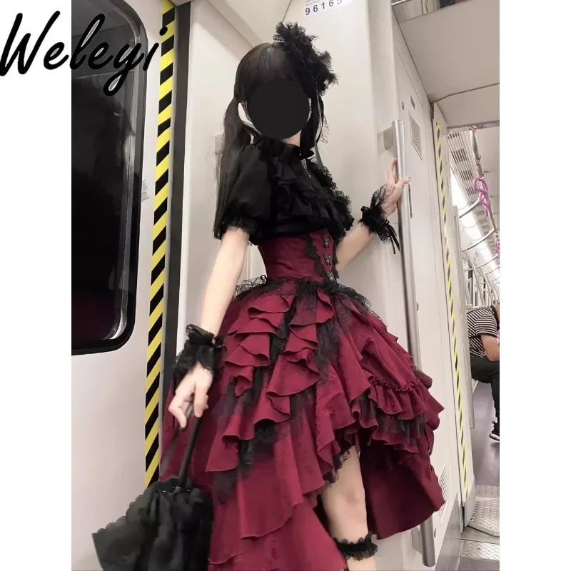 Рождественский костюм Jirai Kei в темном готическом стиле Ropa De Mujer 2025 г. модный