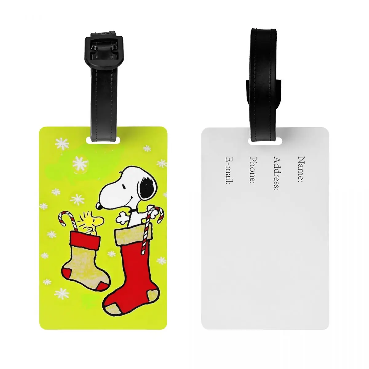 Luggage Tag Cute Cartoon Snoopy Christmas Portable Label Name ID Address Bag Case Tags for Unisex Baggage Gift