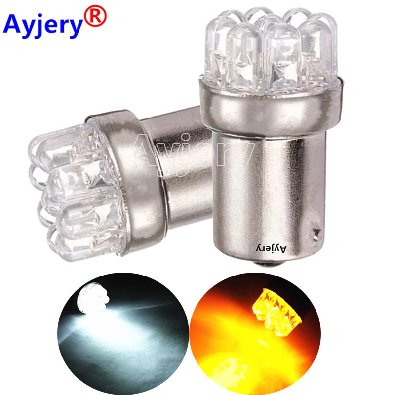 

AYJERY 50Pcs 12V BA15S 1156 9 LED White Yellow Car Tail Brake Light Automobile Light-Emitting Diode Turn Signal Lamp Auto Bulb