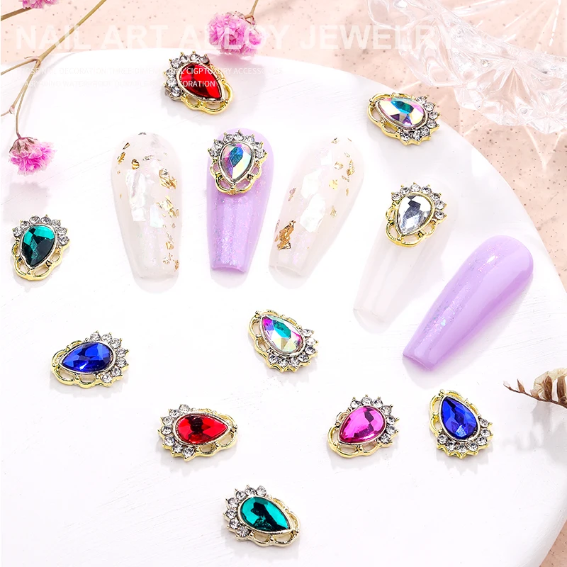 

10Pcs/Batch Water Drop Alloy 3d Nail Art Decoration Nail Charm Crystal Diamond Rhinestone Jewelry Accessories
